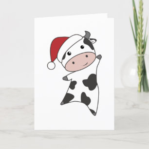 Cow Cheerful Christmas Winter Animals Cows Adult C Holiday Card