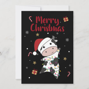 Cow Cheerful Christmas Winter Animals Cows Adult C Holiday Card