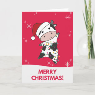 Cow Cheerful Christmas Winter Animals Cows Card