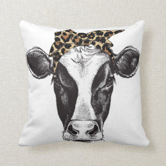 Cow Cheetah Print Throw Pillow