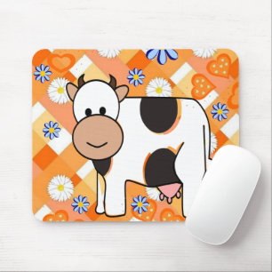 Cow Chevron Blue Flowers Mouse Pad! Mouse Pad