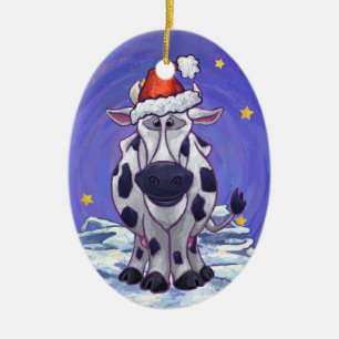 Cow Christmas Ceramic Tree Decoration