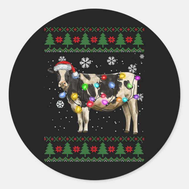Cow Christmas  Classic Round Sticker (Front)