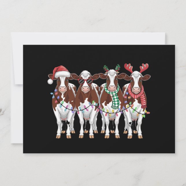 Cow Christmas Cow Lover Gift Holiday Farm  Card (Front)