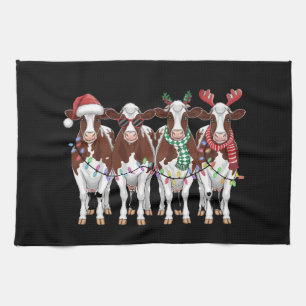 Cow Christmas Cow Lover Gift Holiday Farm Tea Towel