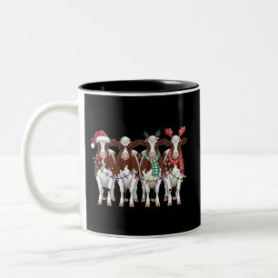 Cow Christmas Cow Lover Gift Holiday Farm  Two-Tone Coffee Mug