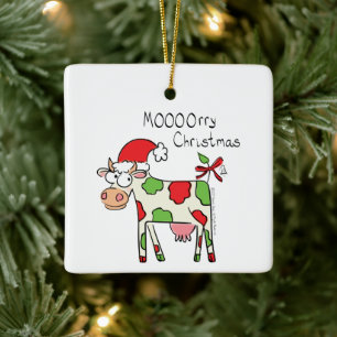 Cow Christmas Cute Kids Ceramic Ornament