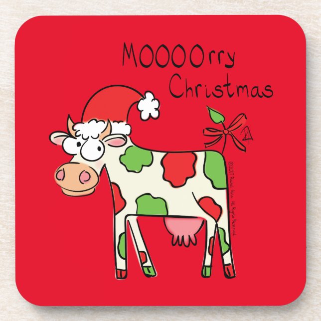 Cow Christmas Cute Kids Coaster (Front)