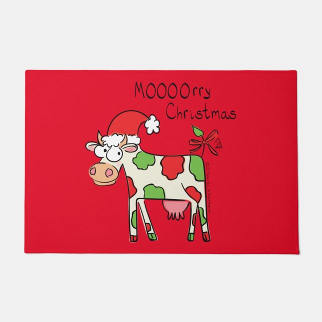 Cow Christmas Cute Kids Doormat (Front)
