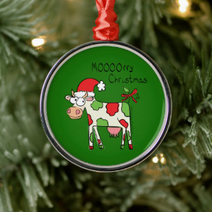 Cow Christmas Cute Kids Metal Ornament