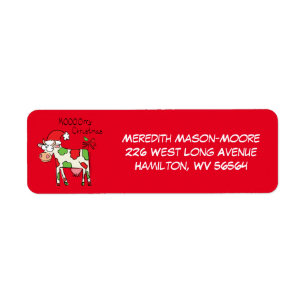 Cow Christmas Cute Kids Return Address Label