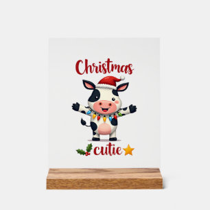 Cow Christmas Cutie Cows Christmas T-Shirt (5) Acrylic Sign