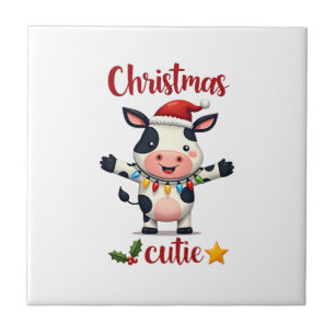 Cow Christmas Cutie Cows Christmas T-Shirt (5) Ceramic Tile