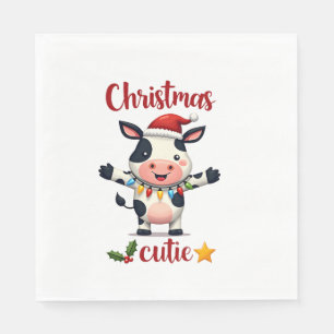 Cow Christmas Cutie Cows Christmas T-Shirt (5) Napkin