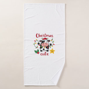 Cow Christmas Cutie Cows Christmas T-Shirt (6) Bath Towel