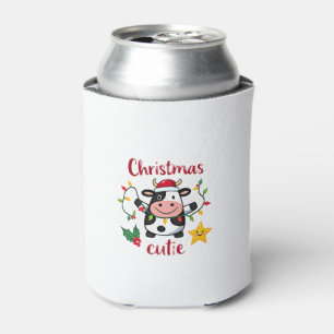Cow Christmas Cutie Cows Christmas T-Shirt (6) Can Cooler