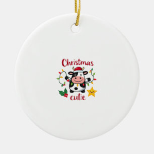 Cow Christmas Cutie Cows Christmas T-Shirt (6) Ceramic Ornament
