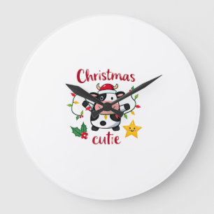 Cow Christmas Cutie Cows Christmas T-Shirt (6) Large Clock