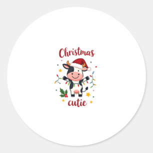 Cow Christmas Cutie Cows Christmas T-Shirt (7) Classic Round Sticker