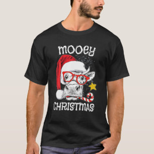 Cow Christmas Mooey Christmas Costume Cow Wearing T-Shirt