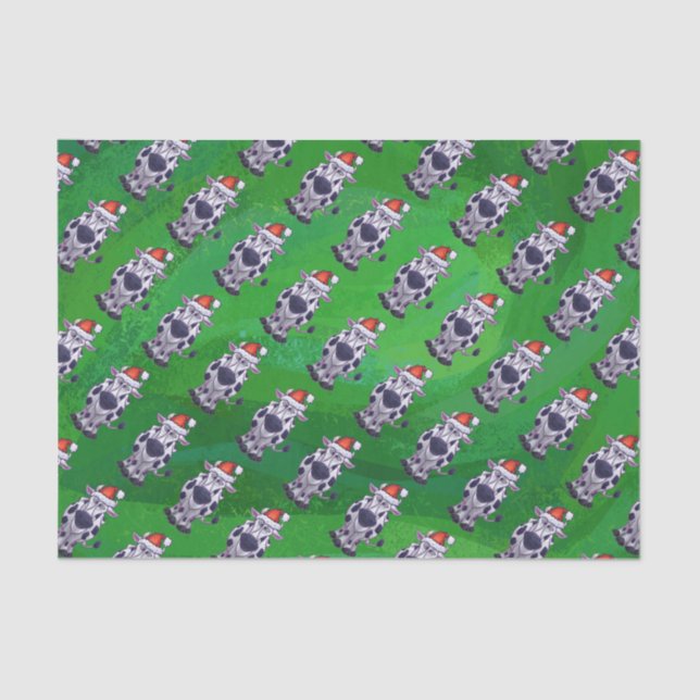 Cow Christmas On Green Tissue Paper (Front)
