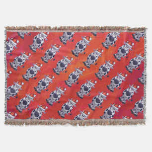Cow Christmas On Red Throw Blanket
