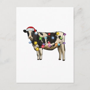 Cow Christmas Tree cattle festive farm Invitation Postcard