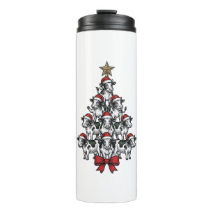 Cow Christmas Tree Vintage Engraving Holiday Farm Thermal Tumbler