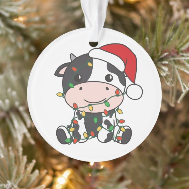 Cow Christmas Winter Animals Holiday Cows Ornament (Tree)