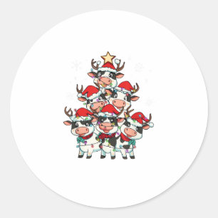 Cow Christmas Xmas Girls Boys Funny Santa  Classic Round Sticker