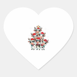 Cow Christmas Xmas Girls Boys Funny Santa Heart Sticker