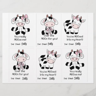 Cow Class Cards 6 Personalise Name Custom Letterhead