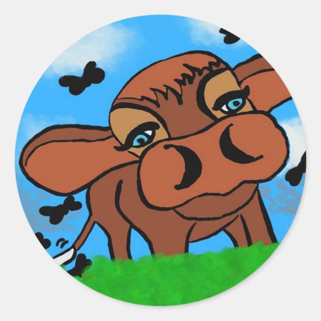 cow classic round sticker (Front)