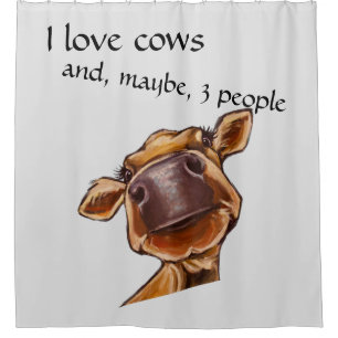 Cow close-up - I love cows - editable text Shower Curtain