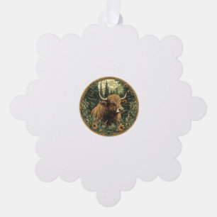 Cow Cottagecore Floral Cow  Tree Decoration Card