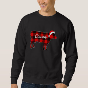 Cow Cousin Pajama Red Plaid Cow Christmas Farmer Sweatshirt