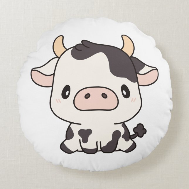 Cow Cow 2 Round Cushion (Front)