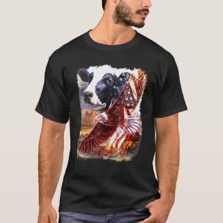 Cow Cow American Patriot Flag Love My Country Us F T-Shirt