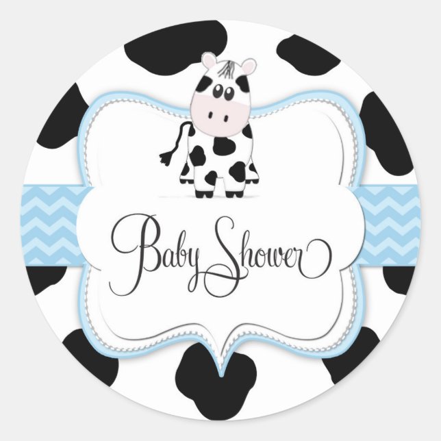 Cow Cowboy Sticker in Blue (Front)