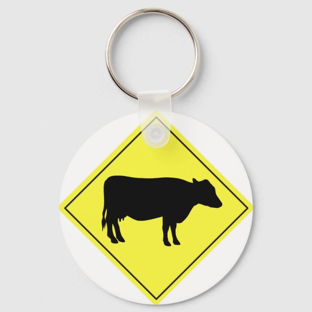 Cow Crossing Sign Key Ring (Front)