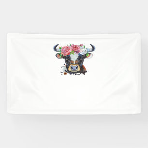 Cow crowned with flowers Classic T-Shirt Banner