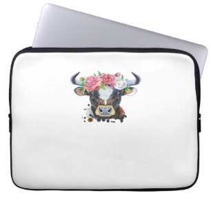 Cow crowned with flowers Classic T-Shirt Laptop Sleeve