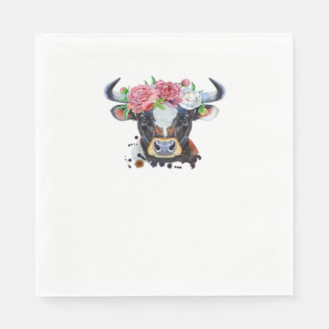 Cow crowned with flowers Classic T-Shirt Napkin (Front)