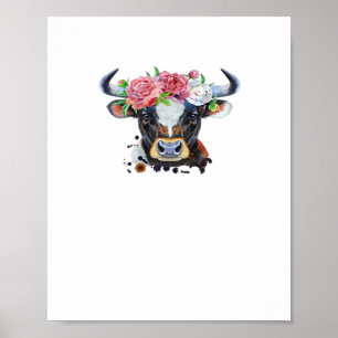 Cow crowned with flowers Classic T-Shirt Poster