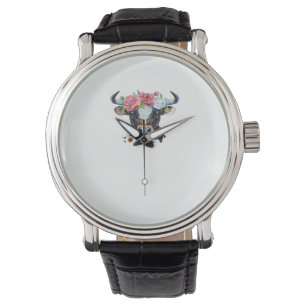Cow crowned with flowers Classic T-Shirt Watch