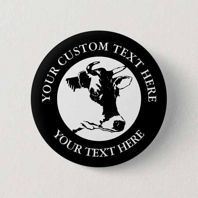 Cow Custom Text  Classic Round  Button (Front)