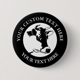 Cow Custom Text Classic Round Button