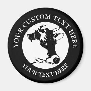 Cow Custom Text  Classic Round  Magnet
