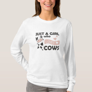 Cow Cute Animals For Girls Funny Calf Heart Love T-Shirt