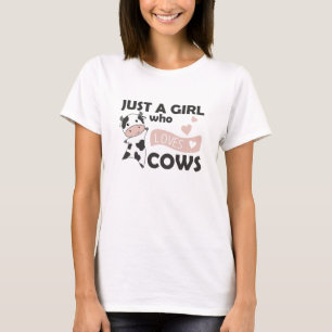 Cow Cute Animals For Girls Funny Calf Heart Love T-Shirt